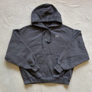 Alo Accolade Fleece Brown Oversized Pullover Hoodie Small